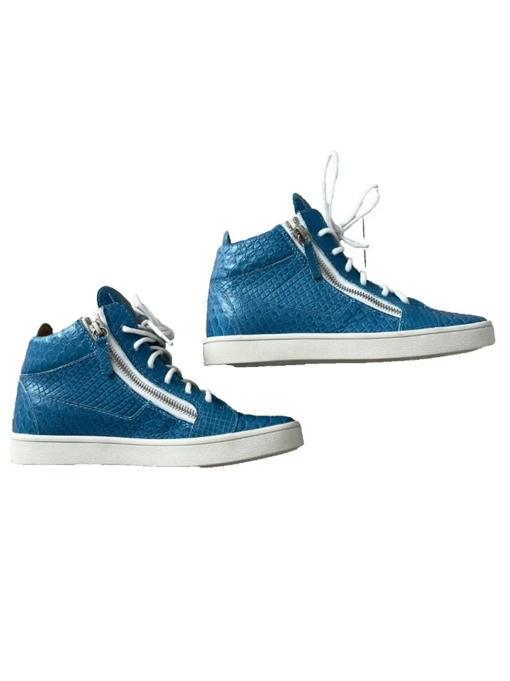 Giuseppe Zanotti Kriss Python-Embossed High-Top Sneakers Blue ( 35/5 )
